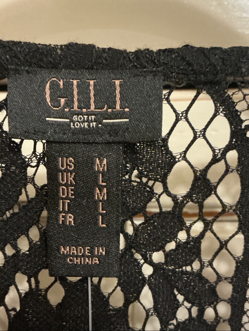 Gilli Black Floral Crochet Lace duster